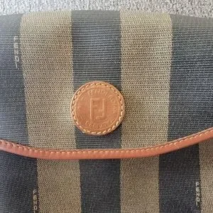 Fendi | Bags | Fendi Pequin Stripe Coated Canvas Small  Fendi Pequin Stripe Coated Canvas Small Crossbody Bag w/Fendi Luggage Tag display picture 1